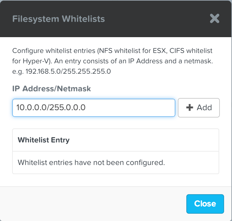 Nutanix - Filesystem whitelist